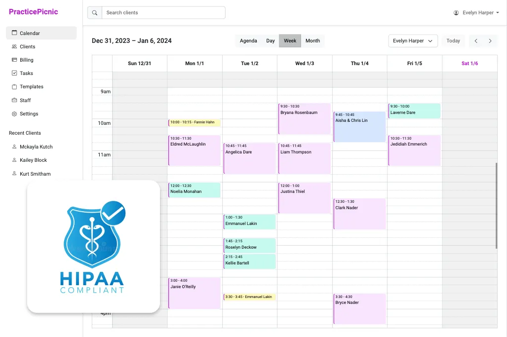 hipaa compliant screenshot